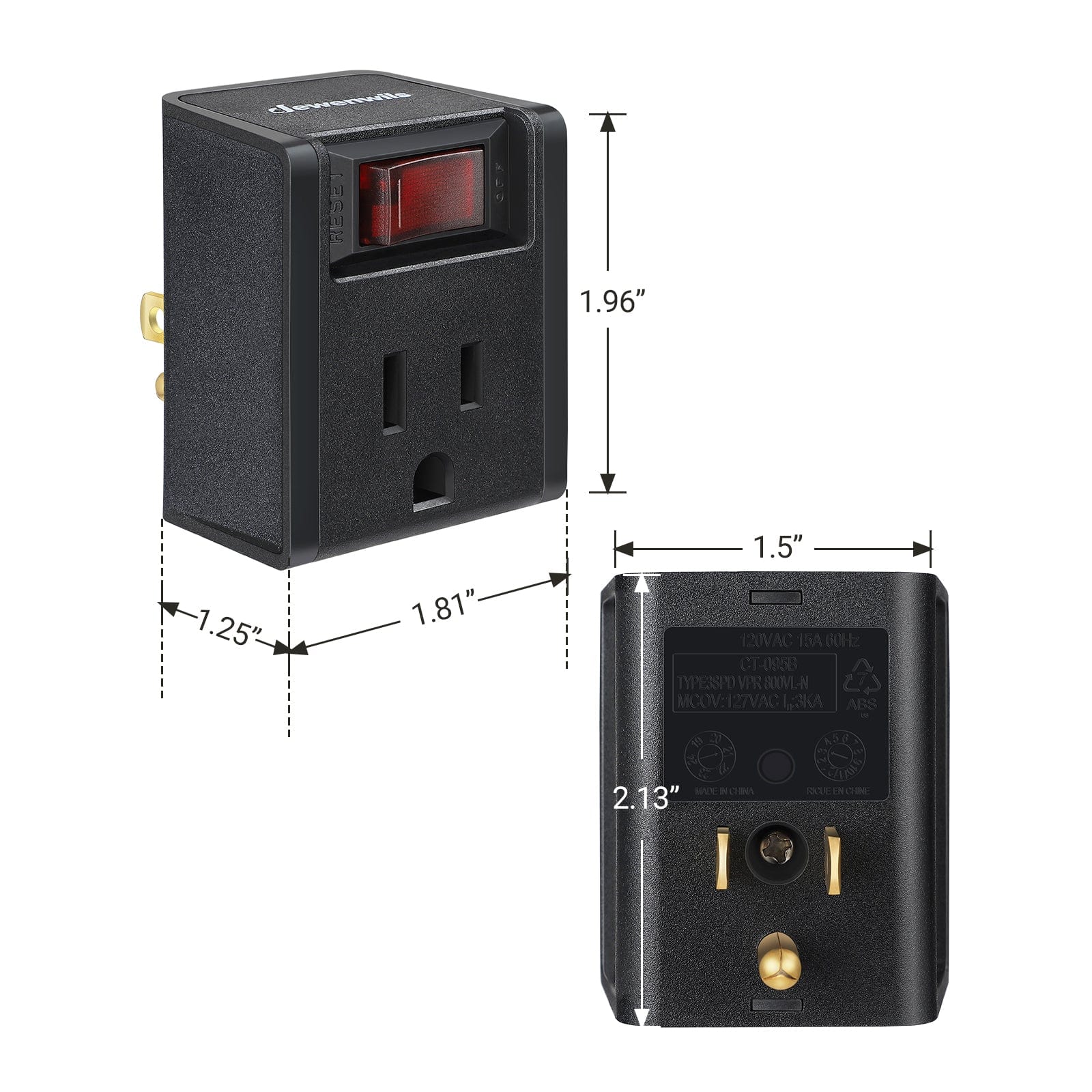 3 Prong Electrical Plug Outlet Switch dimensions