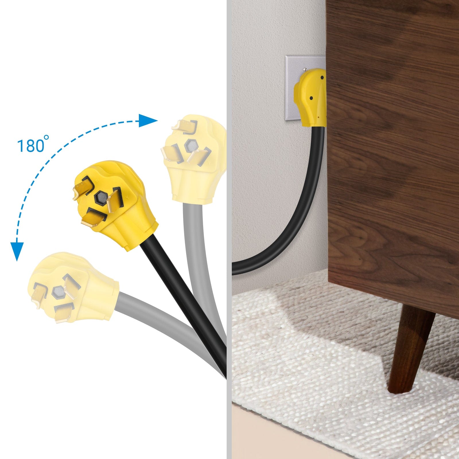 DEWENWILS 1.5ft 3 Prong to 4 Prong Dryer Plug Adapter, NEMA 14-30R Male to 10-30P Female STW 10-AWG Electric Dryer Connector Cord, 30Amp/250V/7500W-HHDC01B1