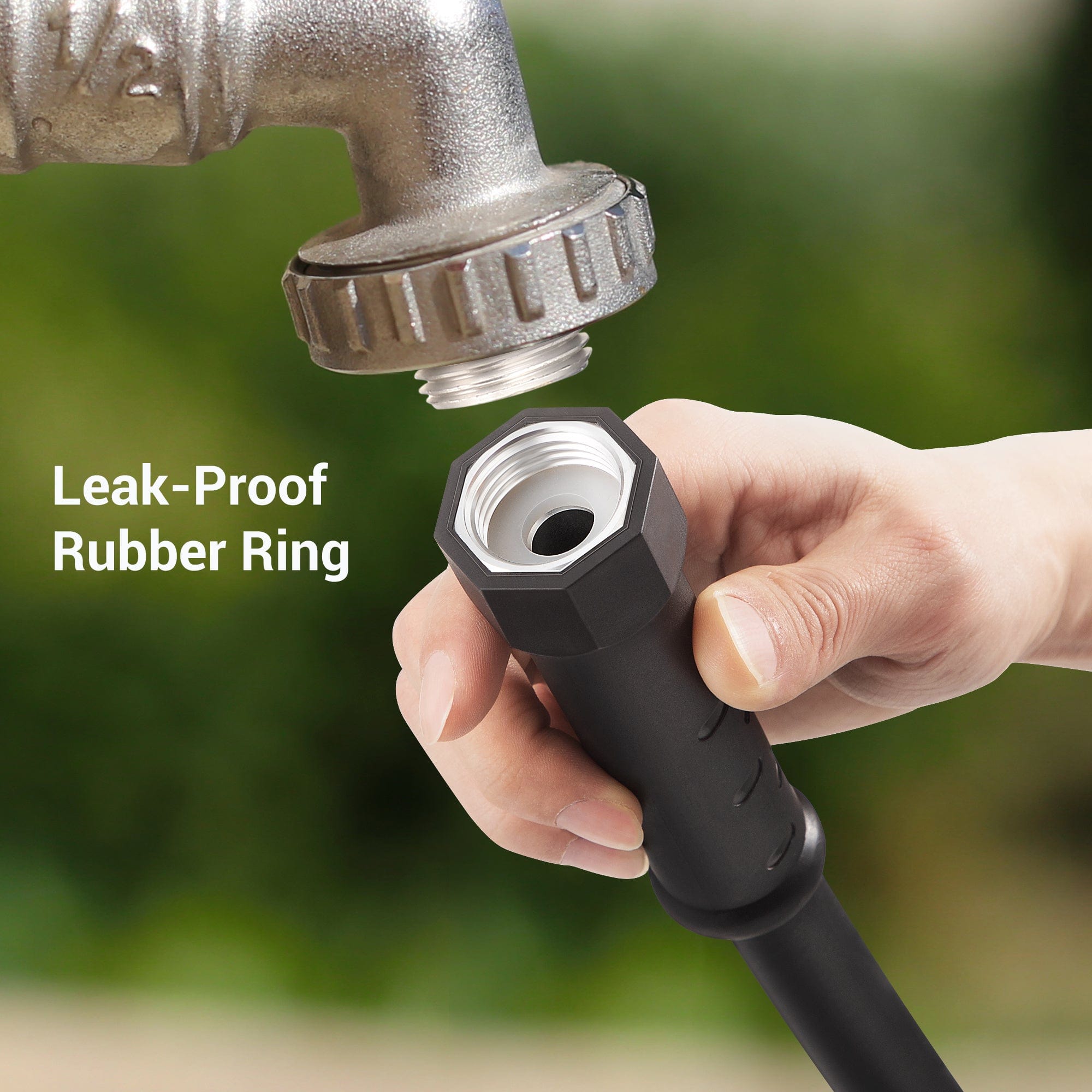75ft Garden Hose: Leak-proof rubber ring ensures a secure, tight connection for reliable watering and cleaning