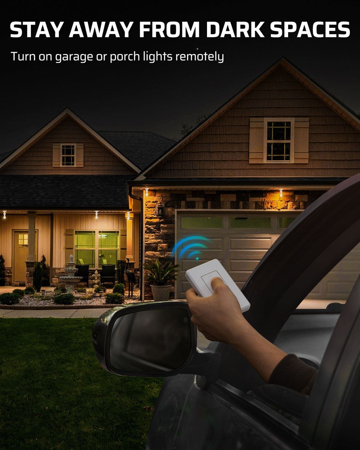 Remote Control Light Socket: stay away from dark spaces by turning on garage or porch lights remotely for safer, convenient lighting