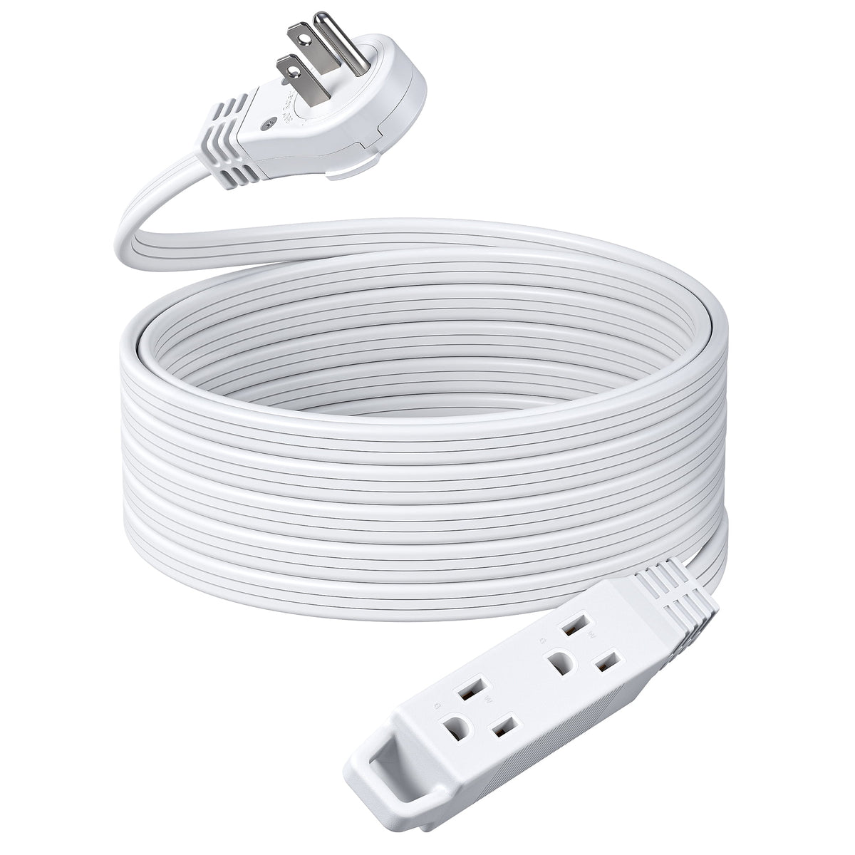 DEWENWILS 20FT 360° Rotating Flat Plug Extension Cord 3 Prong 16 AWG Grounded Power Strip Power Cable