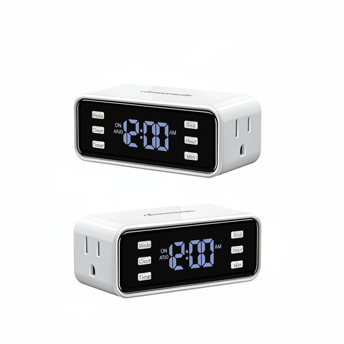 DEWENWILS 24 Hour Programmable Digital Timer Outlet, Indoor Digital Timer Outlet with 3 ON/Off Settings, 3 Prong, 125V/1000W Tungsten/15A, 2 Pack for Lamp, Fan, Aquarium - HIDT22M