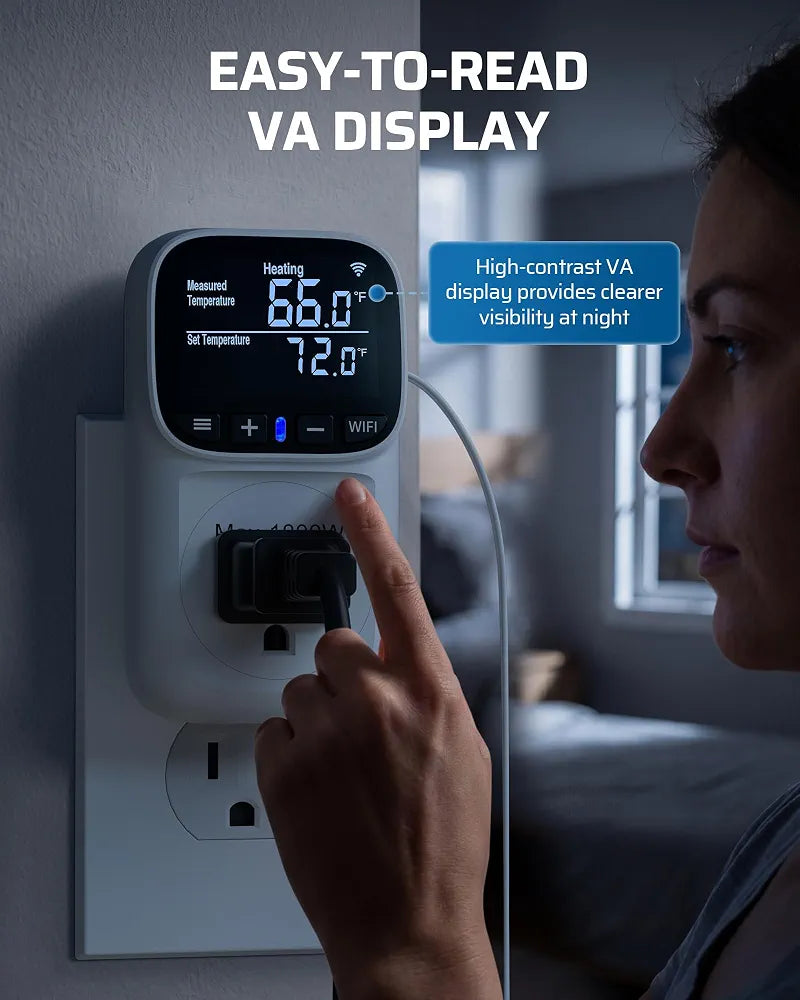 DEWENWILS Smart Temperature Controller, 15A Smart Thermostat with Memory
