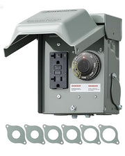 DEWENWILS Outdoor Outlet Box with 20 AMP WRTR GFCI Receptacles, Countdown Function & 4/8Hrs Cycle, 125V/2500W, 1/2hp Rainproof 3R Enclosure, Outdoor Electrical Outlet Box for Decor, Yard