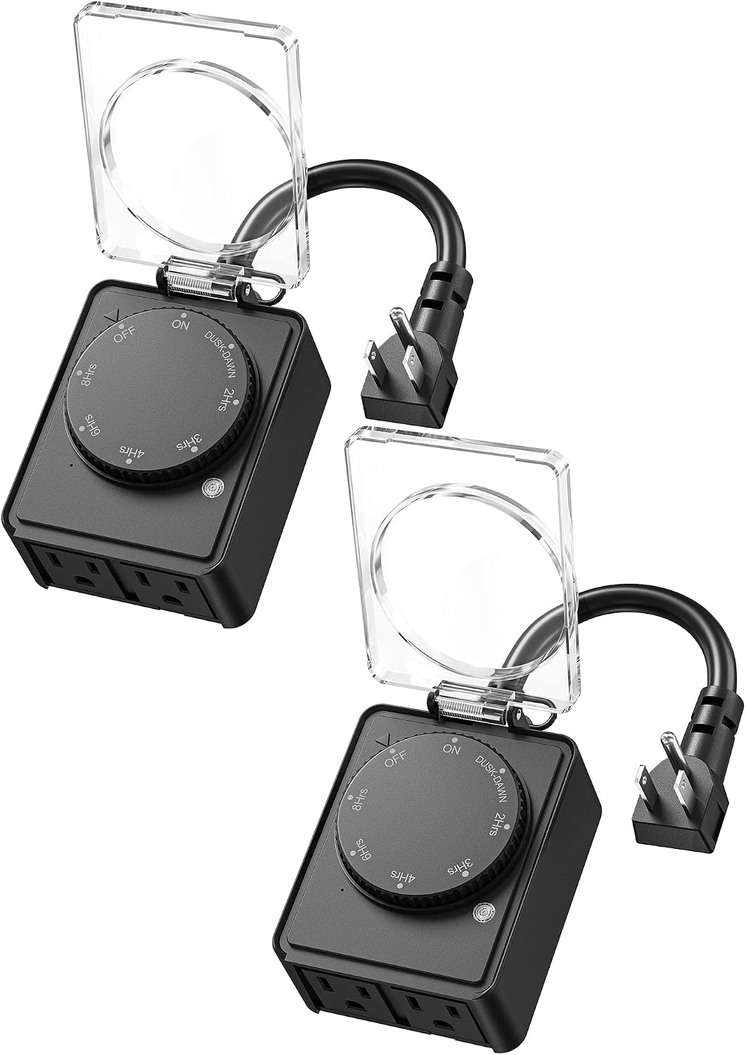 DEWENWILS Outdoor Timer Outlet, Dusk to Dawn, Dual Grounded Outlets