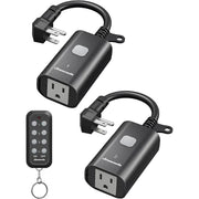 DEWENWILS Outdoor Remote Control Outlet, 15A Wireless Remote Control Switch, 100FT Control Range & 14AWG SJTW Power Cord, Weatherproof for Lights Outdoor Appliances, 1 Remote Control+2 Outlets
