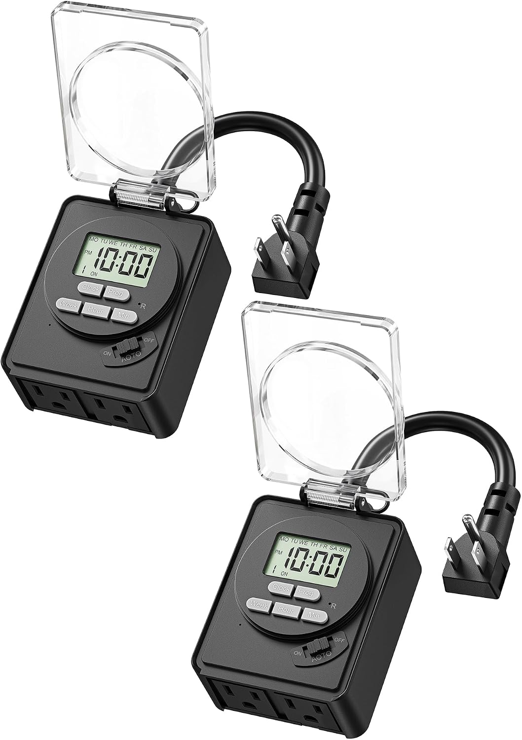 DEWENWILS Outdoor Timer Outlet, Dusk to Dawn, Dual Grounded Outlets