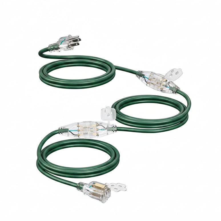 DEWENWILS 25FT Outdoor Extension Cord, Evenly Spaced 3 Outlets Plugs with Safety Cover & Indicator Lights, 16/3 SJTW Waterproof Wire for Outdoor String Lights and Holiday Decorations, ETL Listed - SHES103G