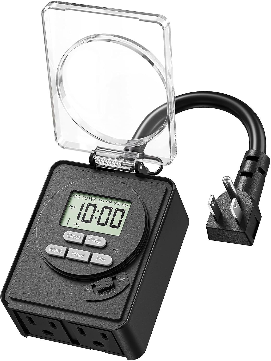 DEWENWILS Outdoor Timer Outlet, Dusk to Dawn, Dual Grounded Outlets