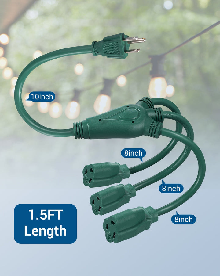 DEWENWILS Extension Cord Splitter 1 to 3, 16/3 Heavy Duty SJTW Wire, 3