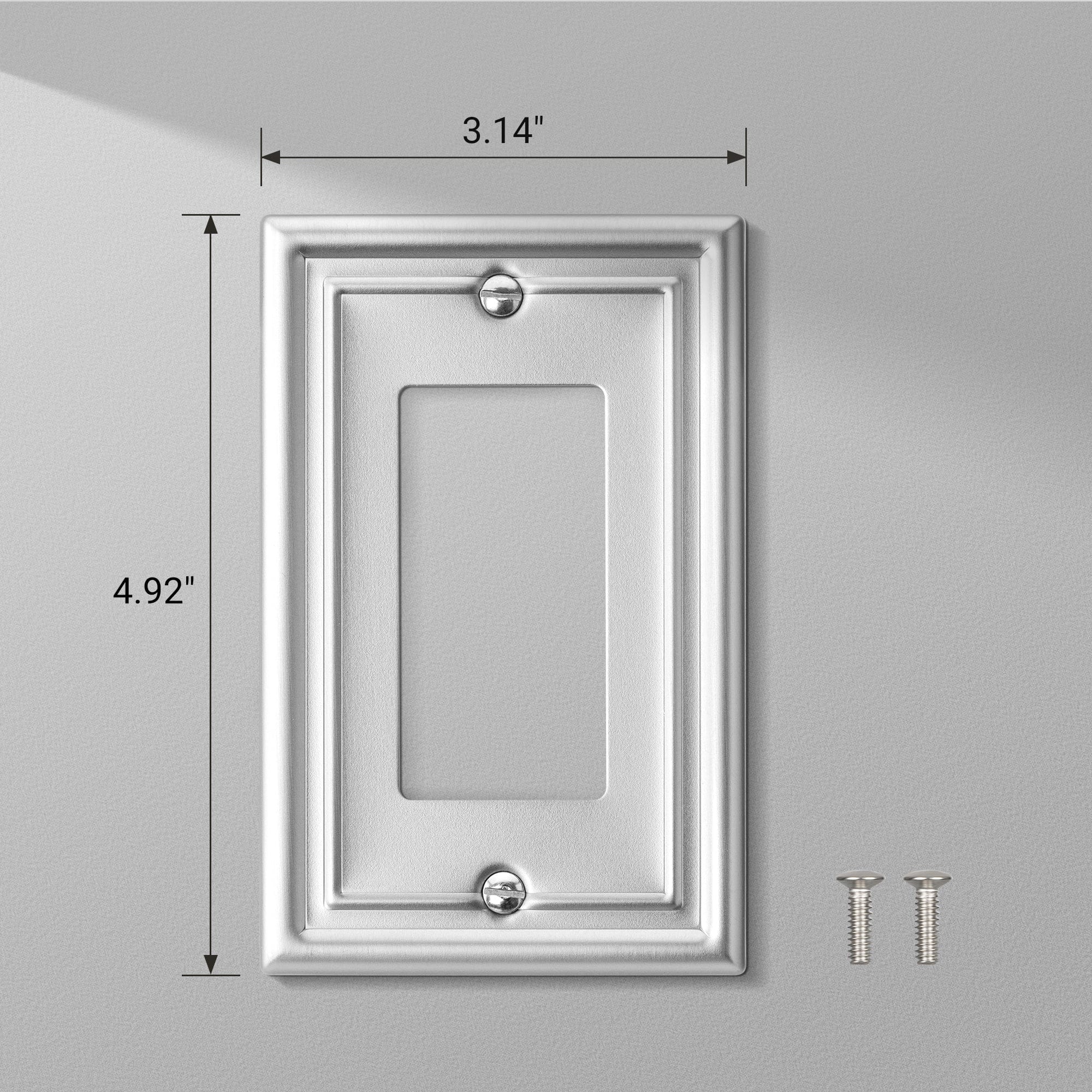 DEWENWILS 4 Pack Brushed Nickel Outlet Covers, Metal decorator Wall Plates for Electrical Outlets, GFCI, Dimmer Switch-HRWP01A