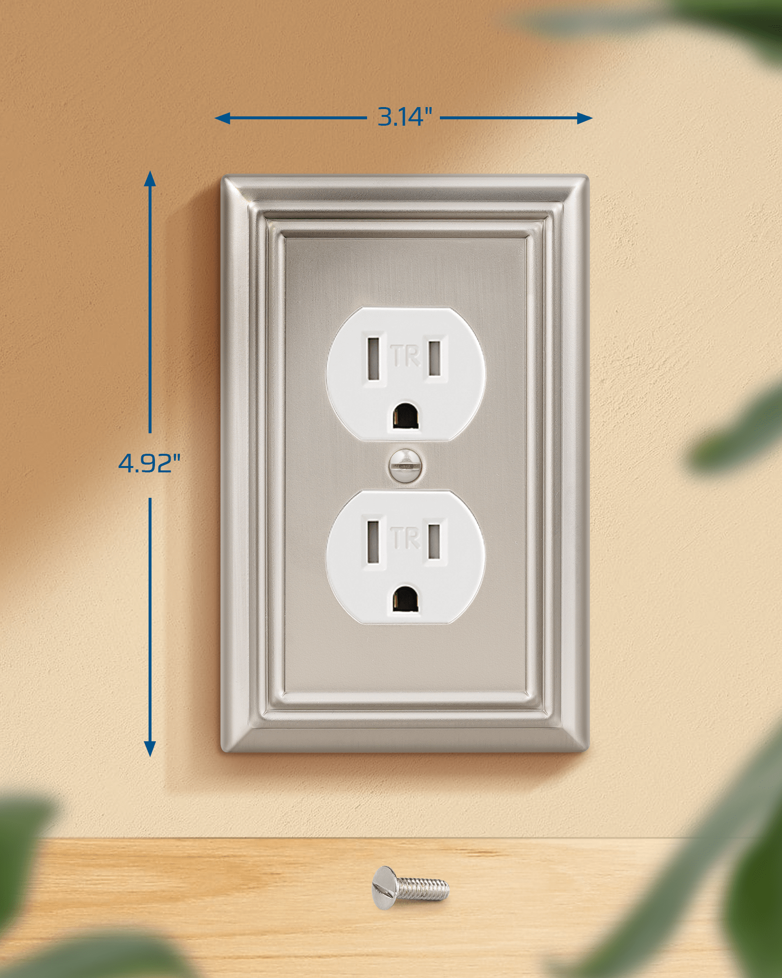 DEWENWILS 4-Pack Duplex Wall Plate, Metal Wall Outlet Cover for Receptacle, Light Switch, Brushed Nickel-HDWP14A