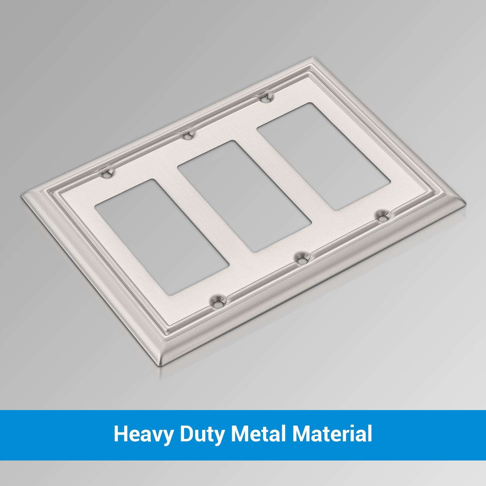 DEWENWILS 2-Pack Triple Decorator Wall plates, Brushed Nickel Outlet Covers, Metal Face Plates for Electrical Outlets, GFCI, Dimmer Switch-HRWP32A