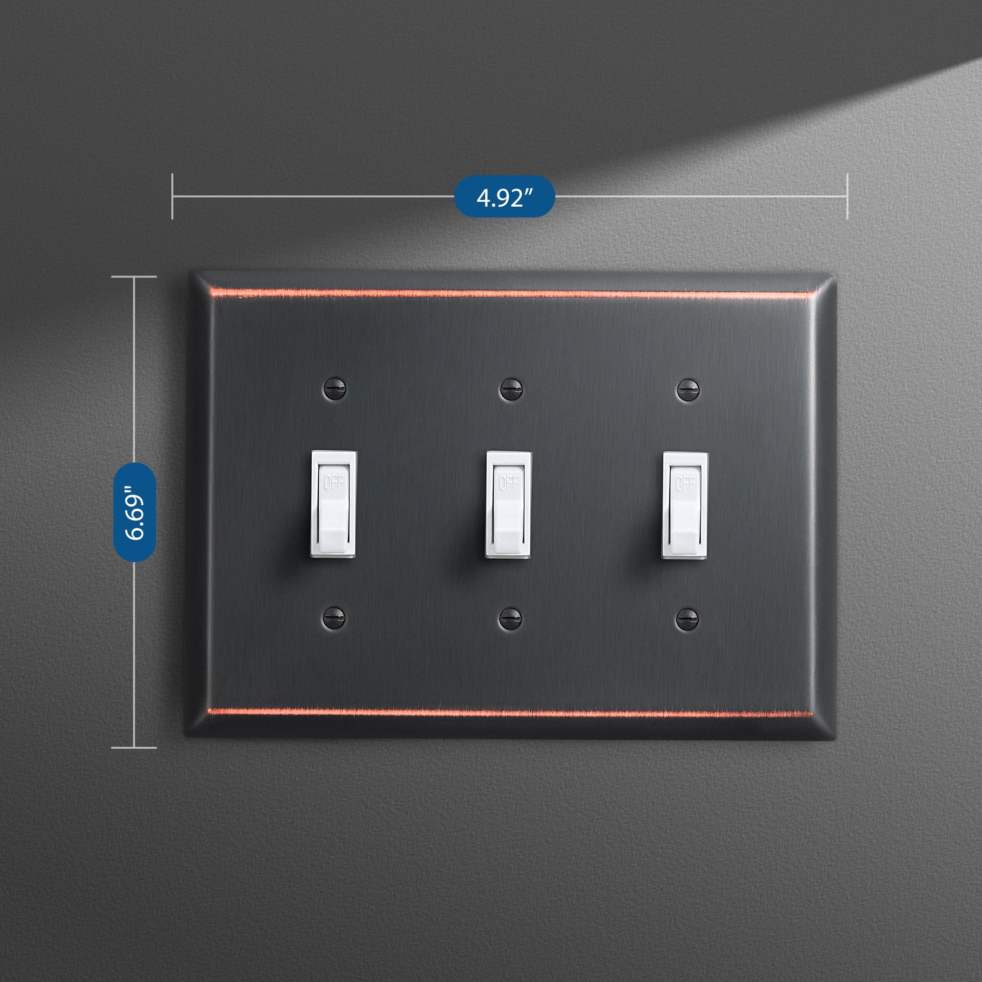 DEWENWILS 2 Pack Tripple Toggle Light Switch Cover,Aged Bronze Outlet Wall Plates, Solid Metal-HTXP02B