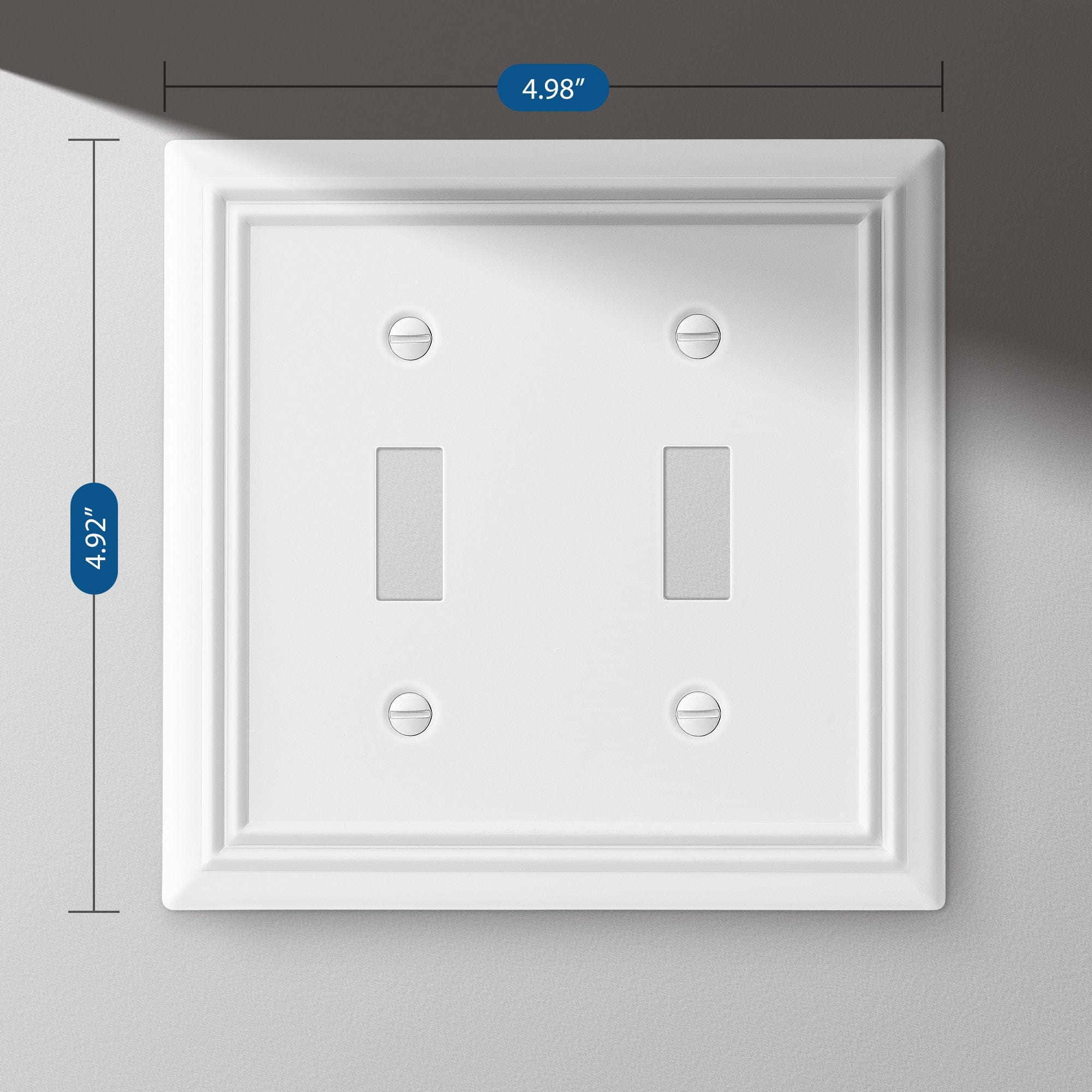 DEWENWILS 2 Pack White Light Switch Cover, Metal Toggle Light Switch Wall Plate-HTWP22C