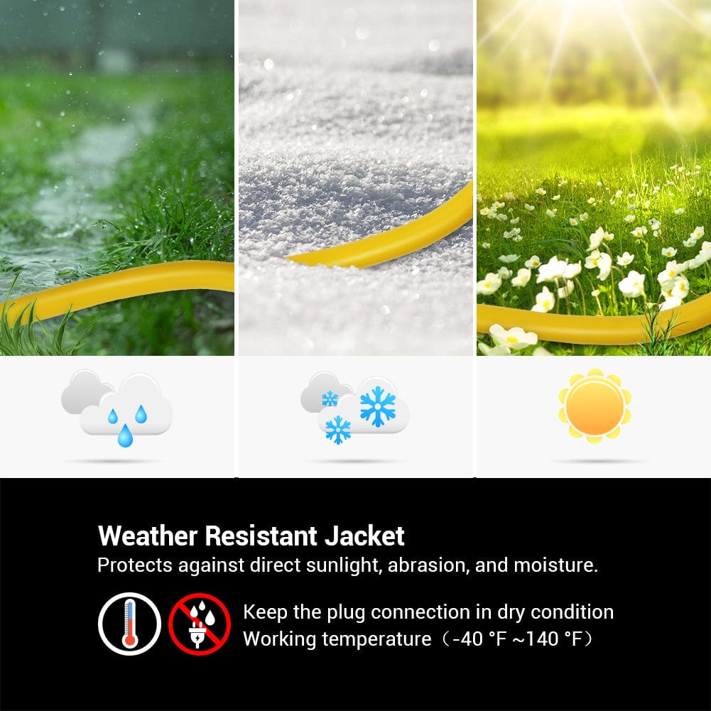 DEWENWILS 15ft Indoor/Outdoor Extension Cord with Lock, 12/3 Gauge SJTW 15 Amp Yellow Outer Jacket Contractor Grade Heavy Duty Anti-Shedding Power Cable with LED Lighted Plug-HLCY15A