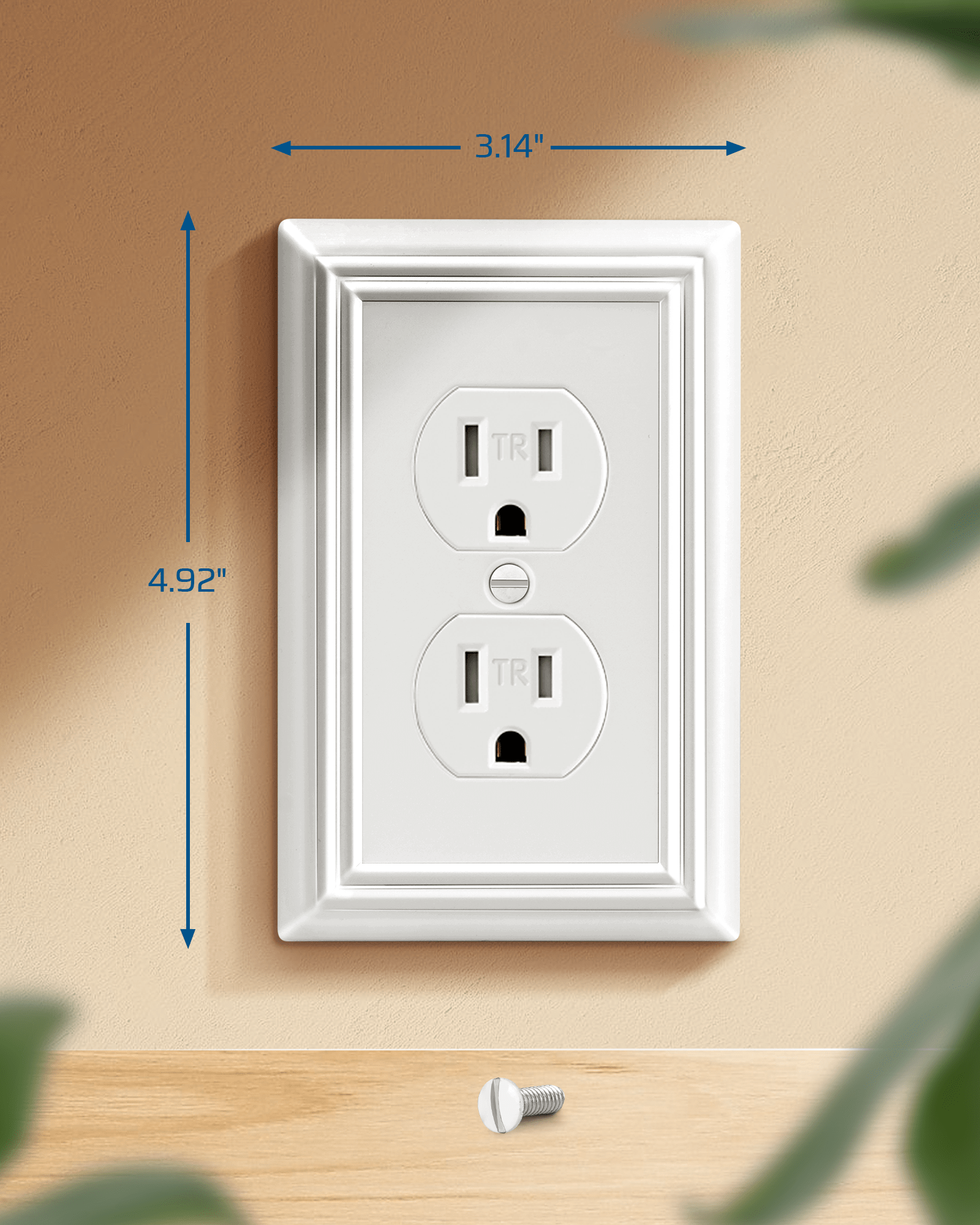 DEWENWILS Duplex Outlet Covers, White Outlet Wall Plates, 4.92" x 3.14" Light Switch Cover Plates, Metal Electrical Outlet Cover Plates, 2 Pack-HDWP12C