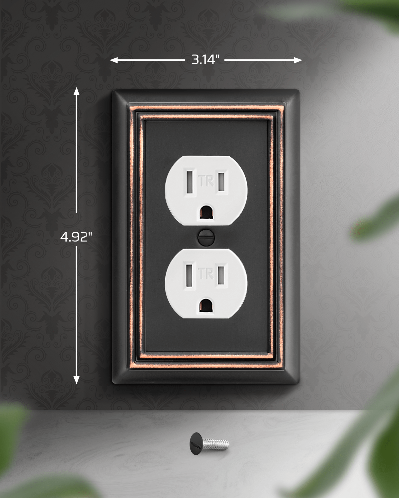 DEWENWILS Duplex Outlet Covers, Aged Bronze Outlet Wall Plates, 4.92" x 3.14" Light Switch Cover Plates, Metal Electrical Outlet Cover Plates, 2 Pack-HDWP12B