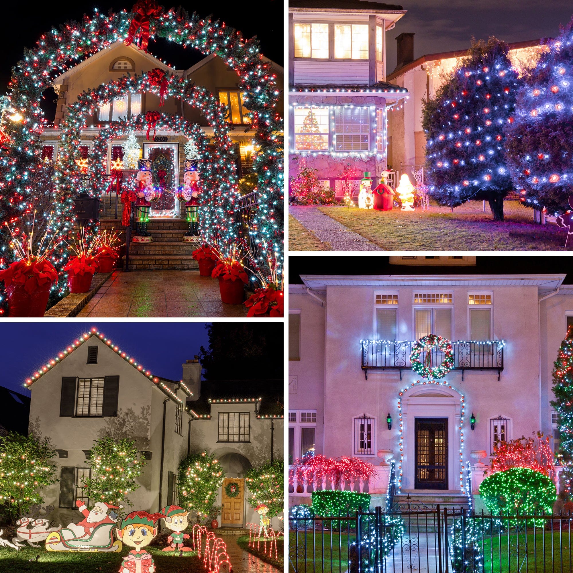 DEWENWILS C7 LED Christmas Lights Outdoor, 33.3ft 50LED Christmas String Lights, Outdoor Decorations for Christmas Tree, Patio, Garden, Yard, Green Wire, Red & White-HCSL01W