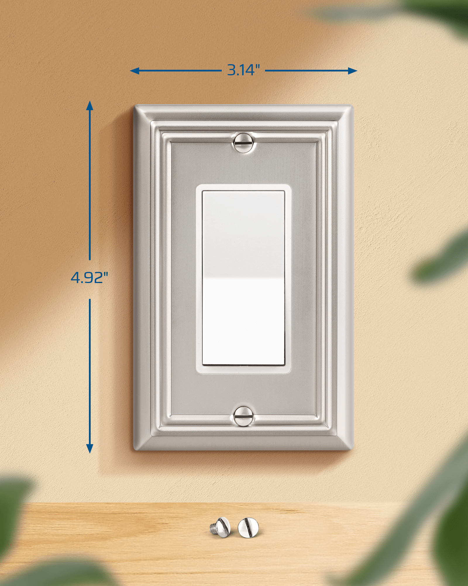 DEWENWILS 4-Pack Metal Wall Outlet Cover, Decorator Wall Plates for Receptacle, GFCI Outlet, Dimmer Switch, Satin Nickel-HRWP14A