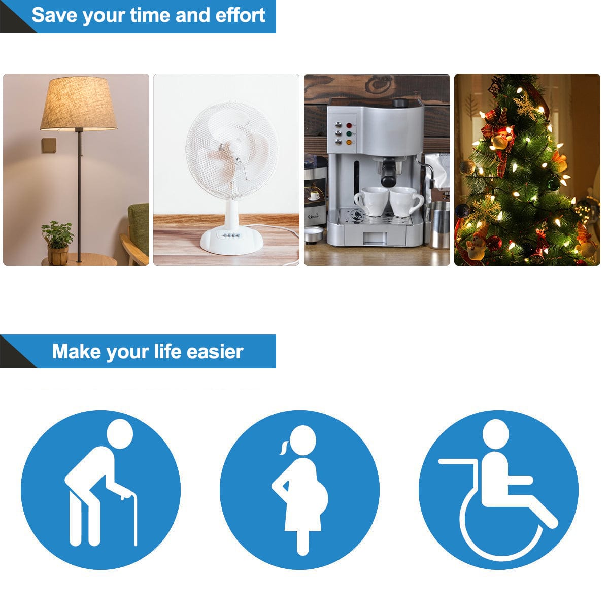 DEWENWILS Remote Control Outlet, Wireless Light Switch with 2 Side Outlets, 100 FT Range Remote Outlet Switch for Lamp, No Wiring, 15A/1875W, Compact Design, Programmable-SHRLS11H