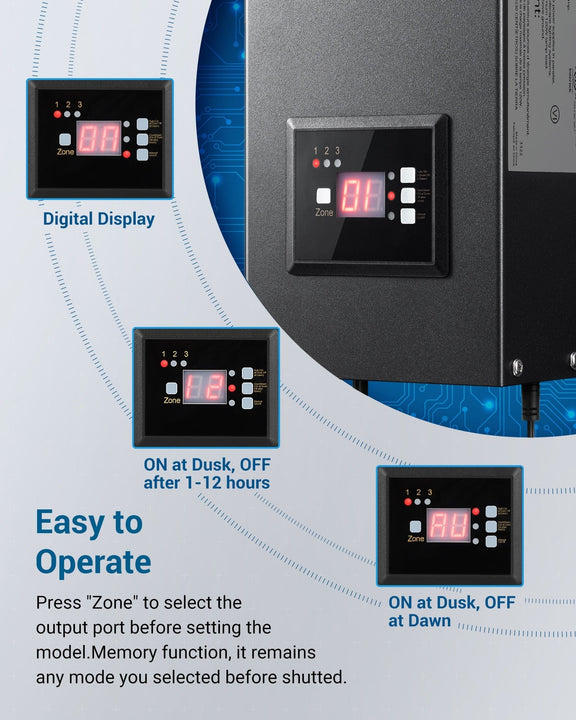 Dewenwils 200W Low Voltage Landscape Transformer With Timer And