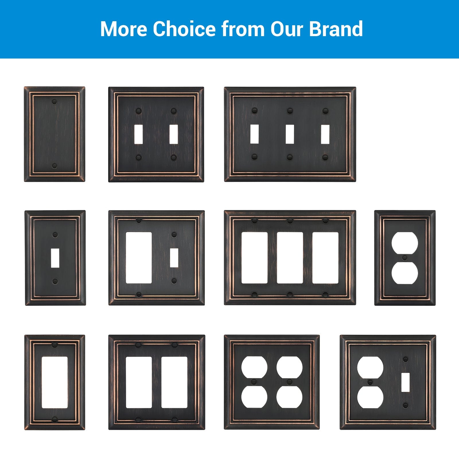 DEWENWILS Aged Bronze Outlet Plate Covers, Triple Decorator Wall plates, Metal Face Plates for Electrical Outlets, GFCI, Dimmer Switch, 2-Pack-HRWP32B