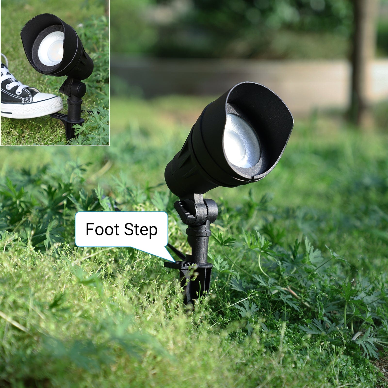 Outdoor Spotlight: Illuminate walkways and paths safely with a footstep-activated spotlight for enhanced visibility and outdoor safety.