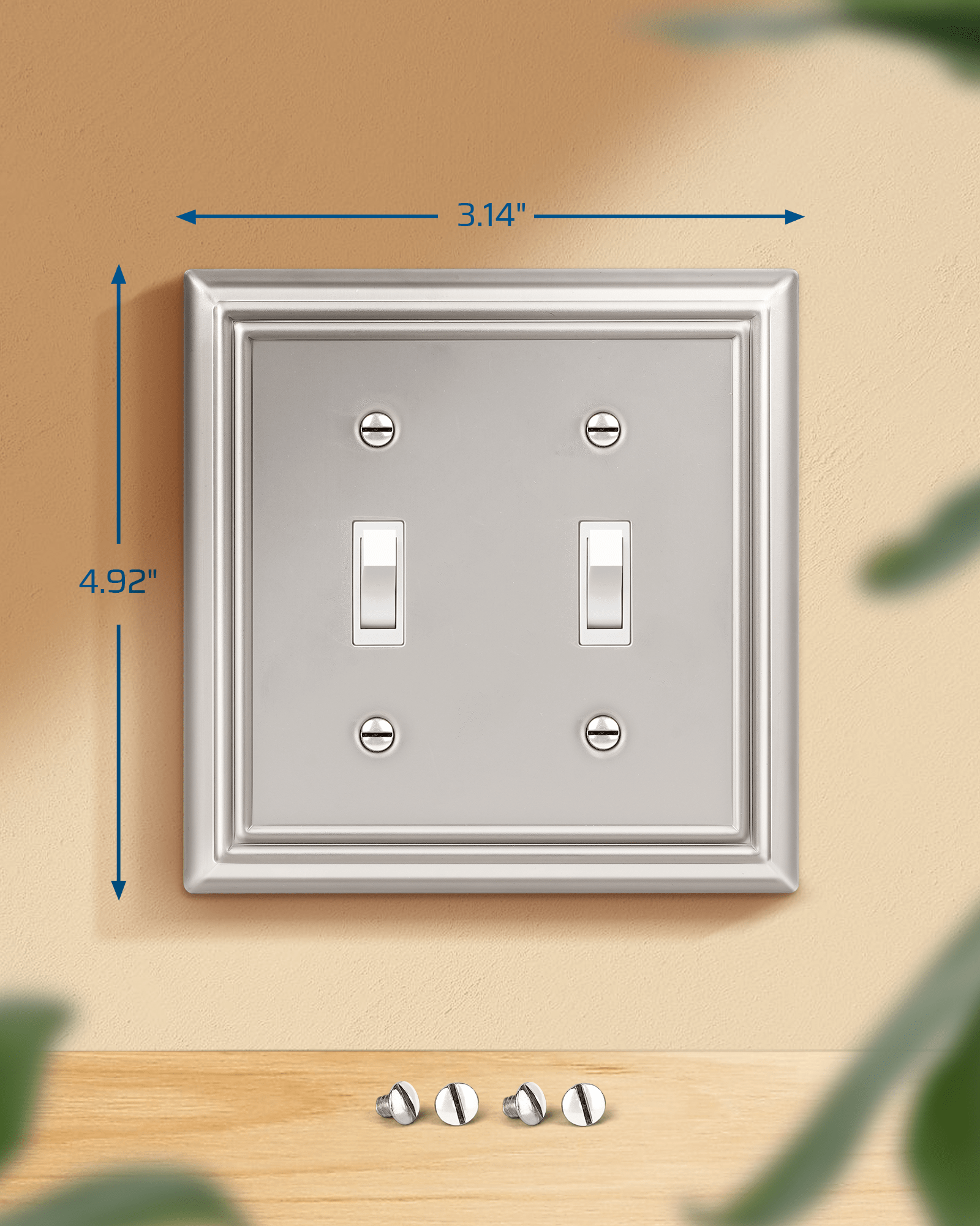 DEWENWILS 2 Pack Toggle Wallplates, Brushed Nickel Light Switch Covers, Heavy Duty Matel Material-HTWP22A
