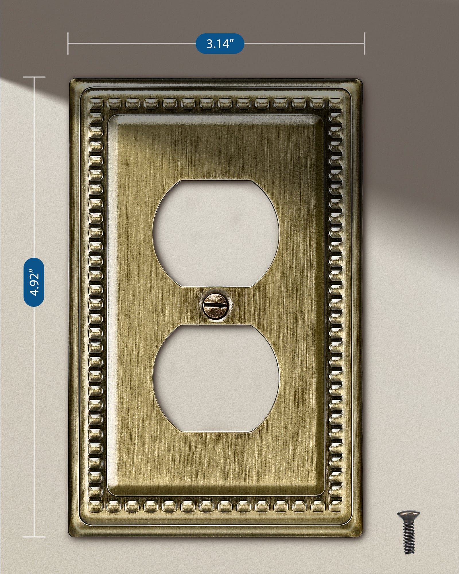 DEWENWILS 4-Pack Metal Duplex Wall Plates, Electrical Outlet Cover Plate, Antique Brass for Home Decor-HDWP03E