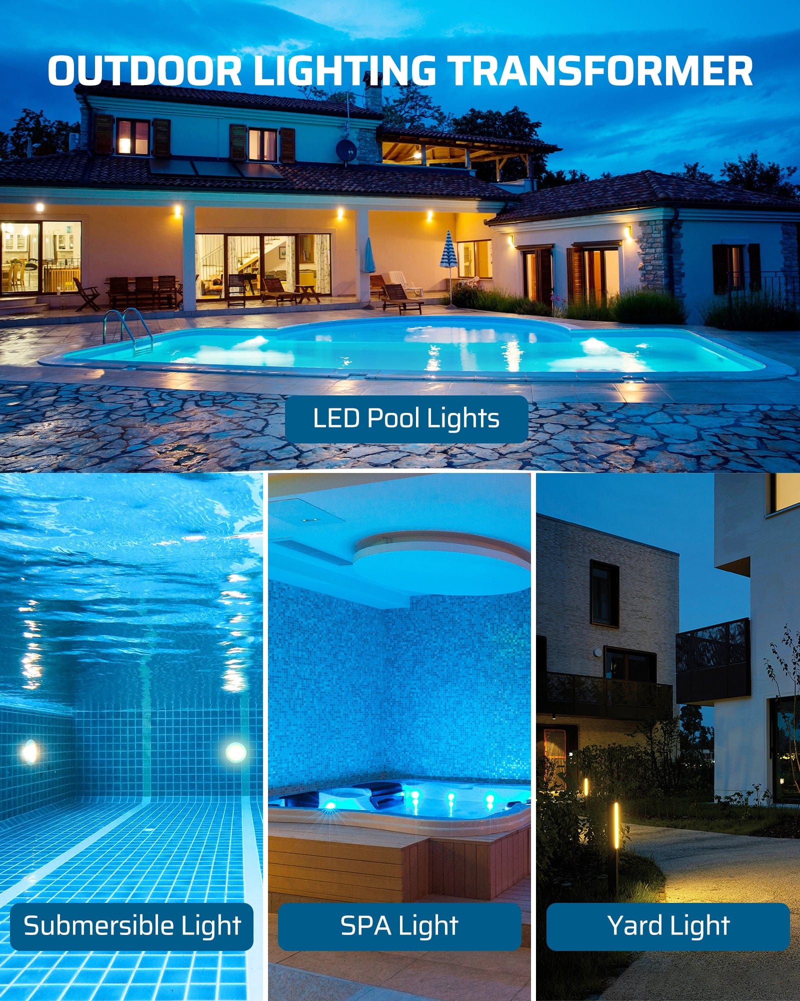 DEWENWILS Outdoor Low Voltage Transformer for LED pool lights, submersible lights, spa lights, and yard lighting