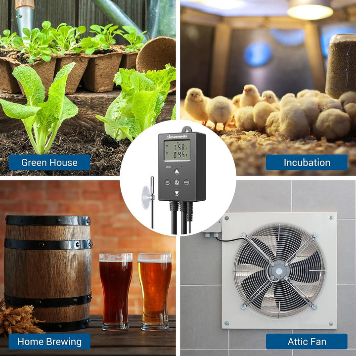 Greenhouse Temperature Controller Digital Waterproof Thermostat for Home  Brewing Fermentation Breeding Incubation Greenhouse Terrarium, Heating 
