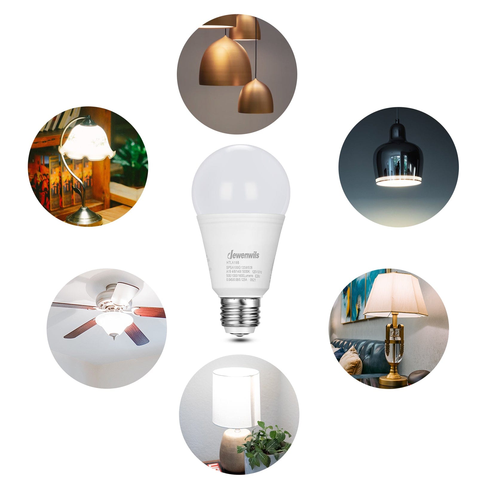 DEWENWILS 3 Way LED Light Bulbs 40 60 100W Equivalent A19 LED Bulbs 5000K Daylight White Glow E26 Medium Base 500 1000 1600LM Bright Light Bulbs HTLA19B