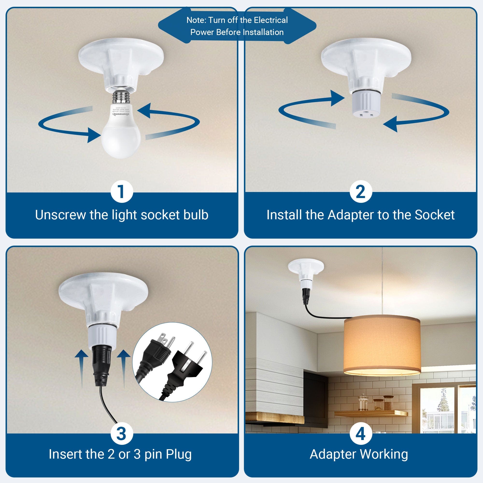 3 bulb light best sale socket