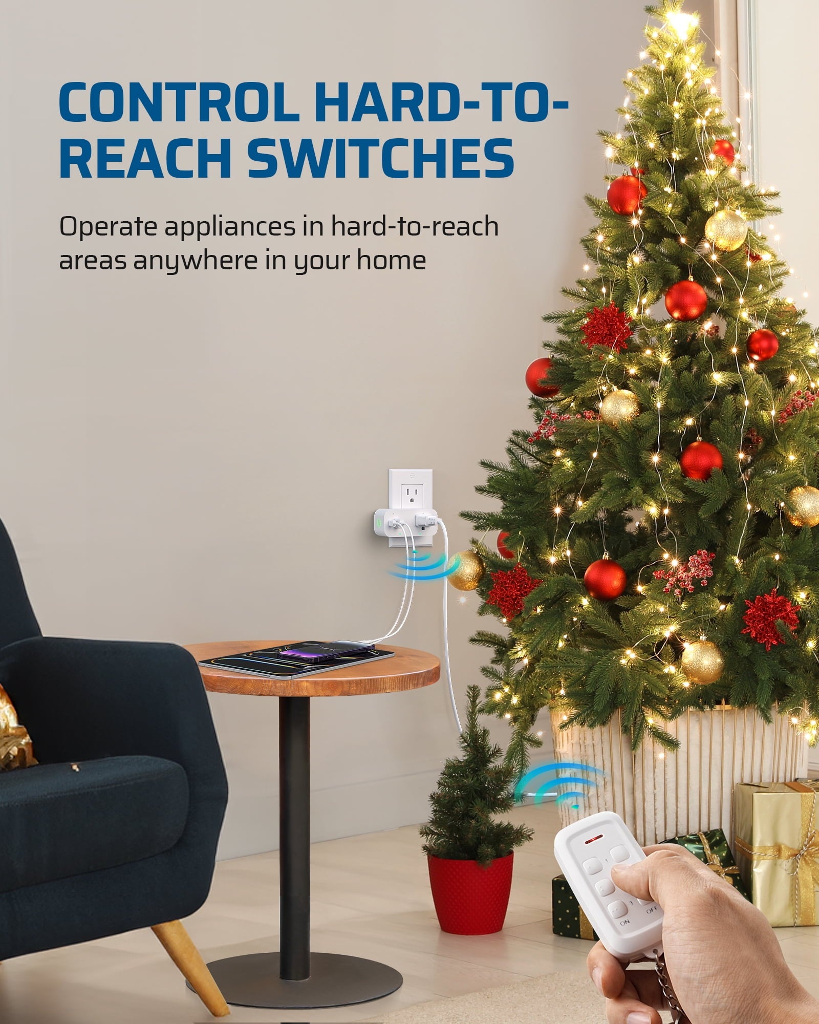DEWENWILS 125V 15A Remote Control Outlet with Dual USB Ports (Type-A + Type-C) – FCC Certified, 100ft Wireless Range