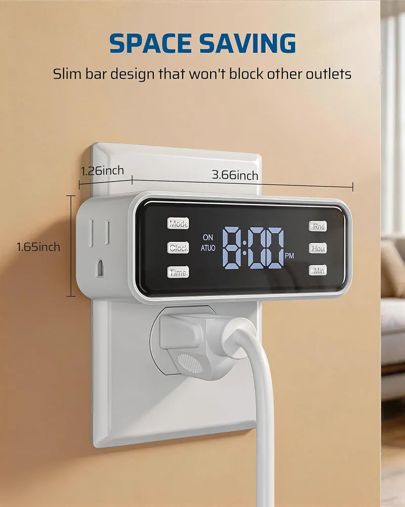 DEWENWILS Indoor 24 Hour Programmable Digital Timer Outlet,2 Outlets,2 Pack