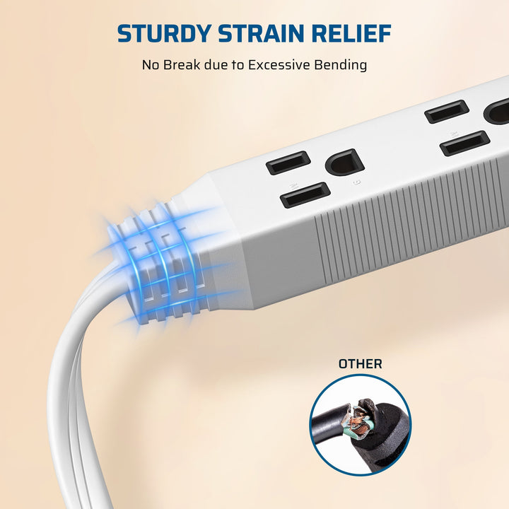 DEWENWILS 3 FT Extension Cords for Indoor 3 Prong with 3 Outlets Power Strip SPT-3 16 AWG 3-Pack