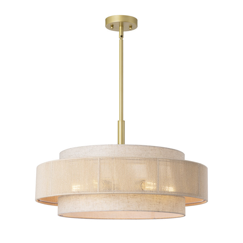 5-Light Drum Chandelier With Fabric And Rope Shades (24'')