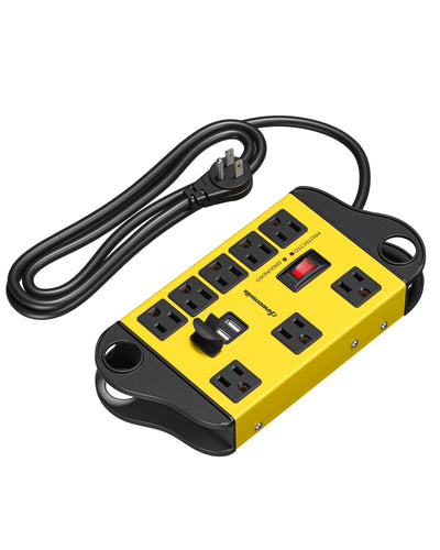 8-Outlet Surge Protector Power Strip with 2 USB Ports (2.1A Each) - 1440J Surge Protection, Circuit Breaker, 6FT Heavy Duty SJT 14/3C Cord, Flat Plug, 120V AC/5V DC Power Strip for Home