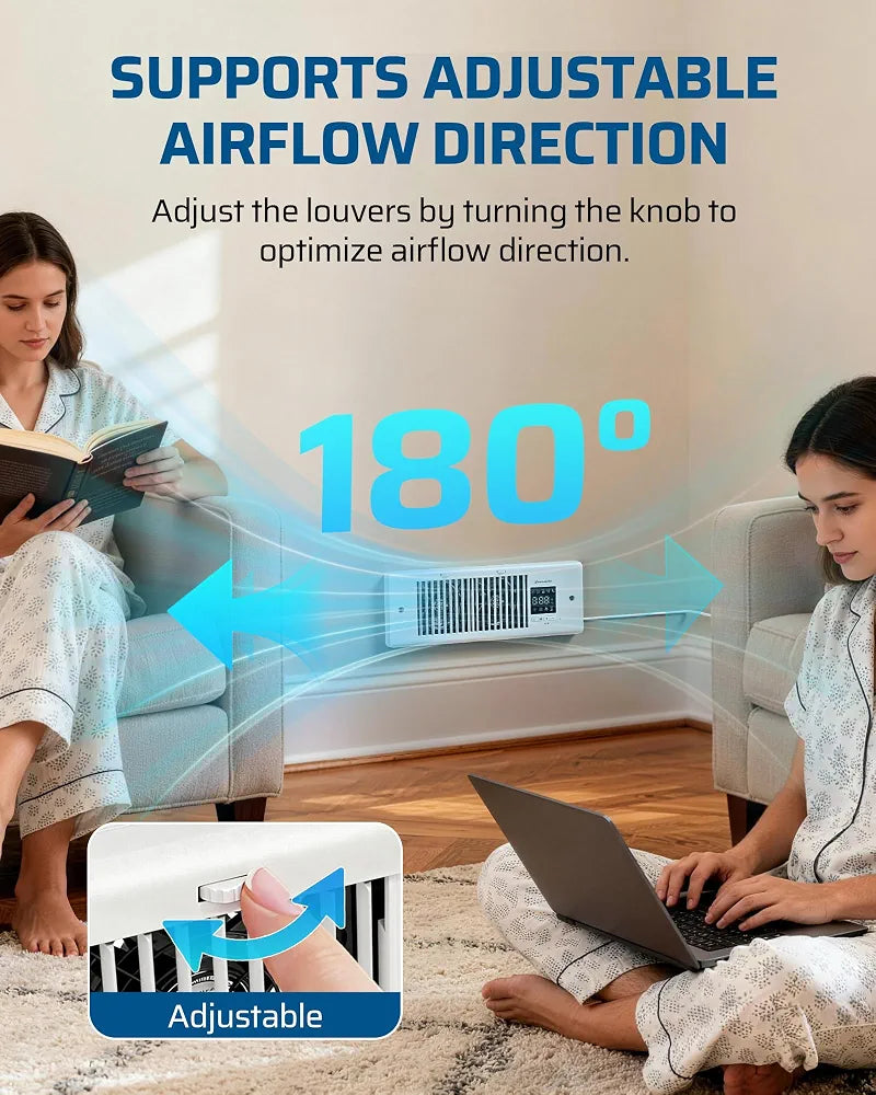 DEWENWILS Quiet Register Booster Fan, 4" x 12", 140 CFM, Remote Control