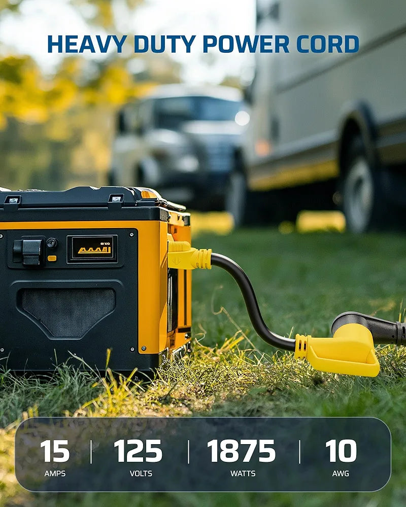 DEWENWILS RV Electrical Adapter, NEMA 5-15P 15 Amp Male Plug to TT-30R 30 Amp Female Receptacle, 10AWG STW Power Adapter Cord, 1 FT Short Extension Cord for Camper Caravan Van Trailer, 125VAC 15A