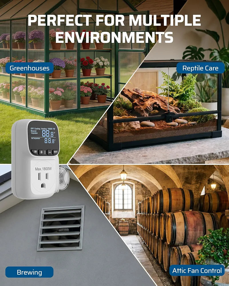 DEWENWILS Smart Temperature Controller, 15A Smart Thermostat with Memory