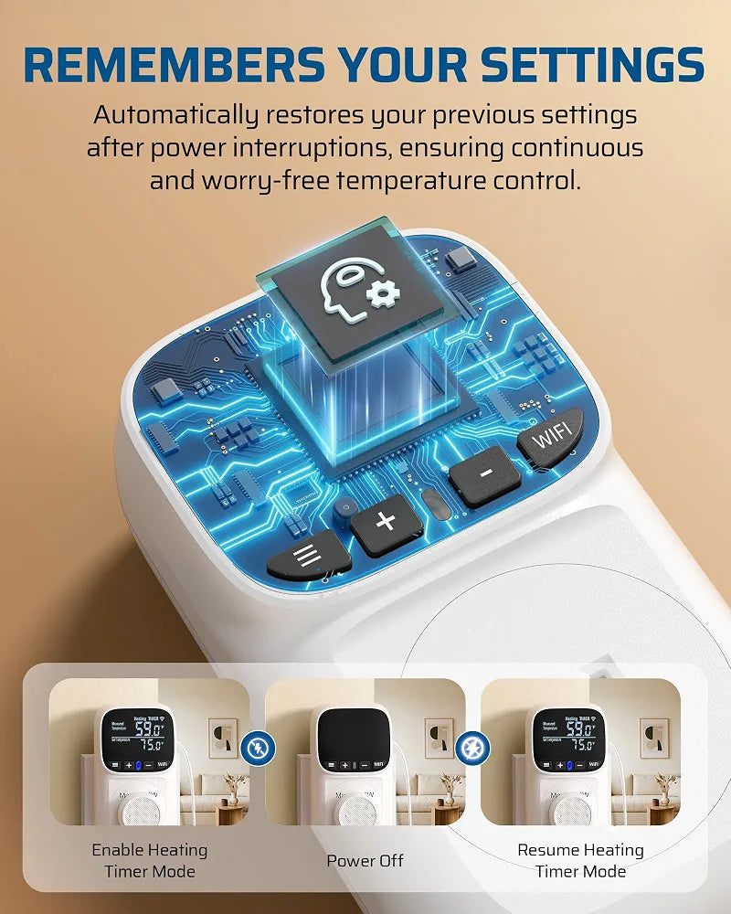 DEWENWILS Smart Temperature Controller, 15A Smart Thermostat with Memory