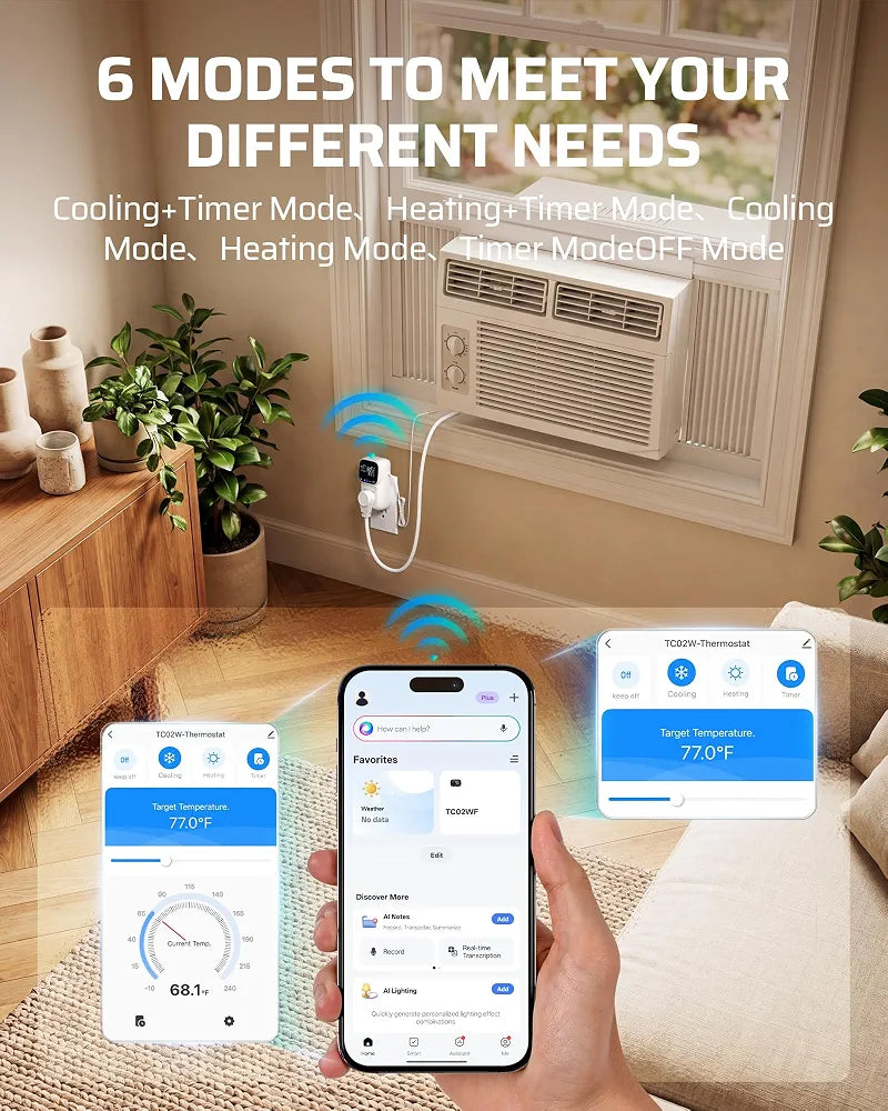 DEWENWILS Smart Temperature Controller, 15A Smart Thermostat with Memory