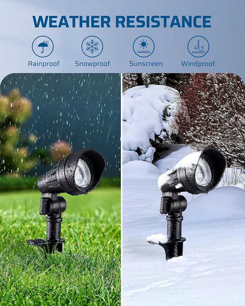 DEWENWILS 12V Landscape Lighting kit, 1x60W Transformer with Timer+8x3.2W Aluminum LED Low Voltage Landscape Spotlight Lights, 100FT Wire+8 Pack Connector for Patio Yard Garden