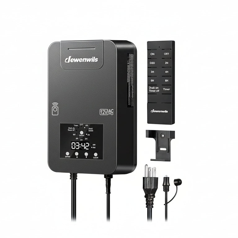 DEWENWILS 200W Low Voltage Landscape Transformer, Photocell Sensor & Timer, 120V AC to 12/14V AC, Landscape Lighting Transformer Outdoor, Weatherproof for Spotlights, Garden Lights