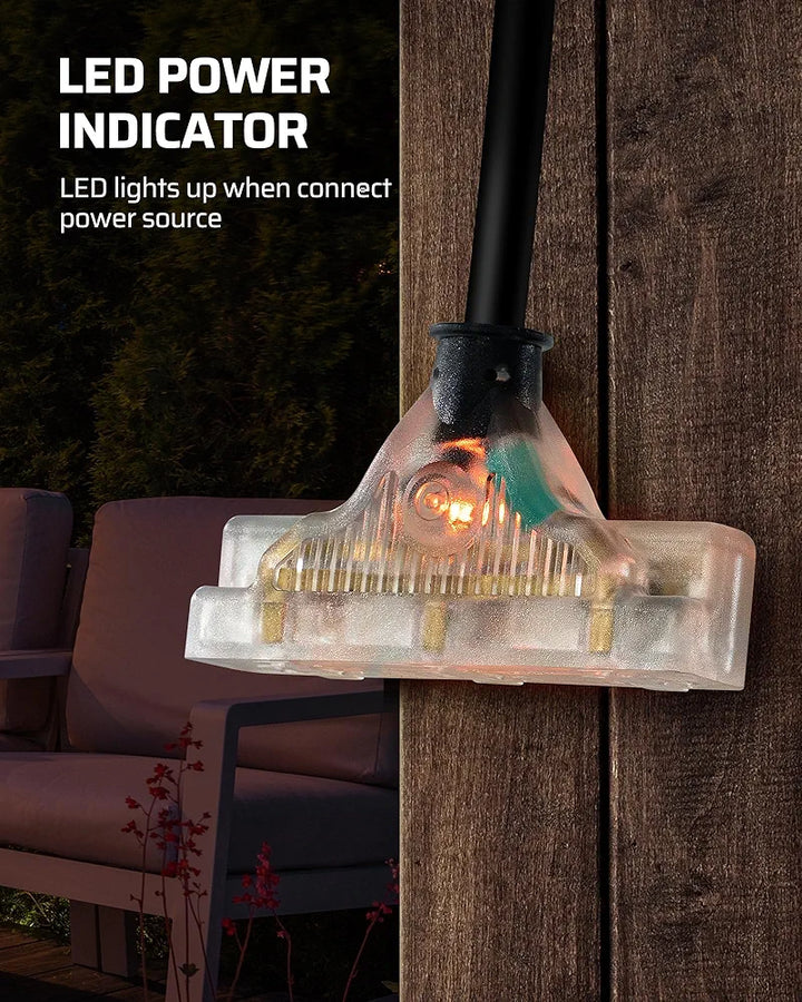 DEWENWILS 30 AMP RV Extension Cord, NEMA TT-30P Male to 15/20R Female RV Distribution Adapter with LED Power Indicator, 3 Prong Adapter to RV Camper Generator Household, 1FT, 125VAC, 10AWG STW