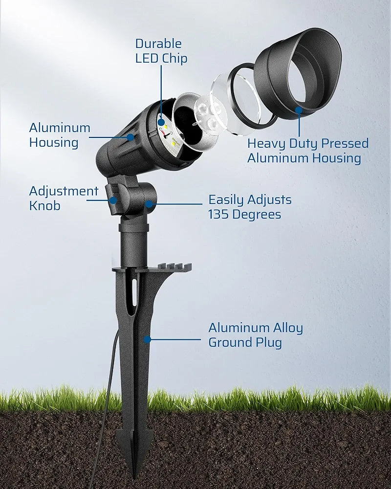 DEWENWILS 12V Landscape Lighting kit, 1x60W Transformer with Timer+8x3.2W Aluminum LED Low Voltage Landscape Spotlight Lights, 100FT Wire+8 Pack Connector for Patio Yard Garden