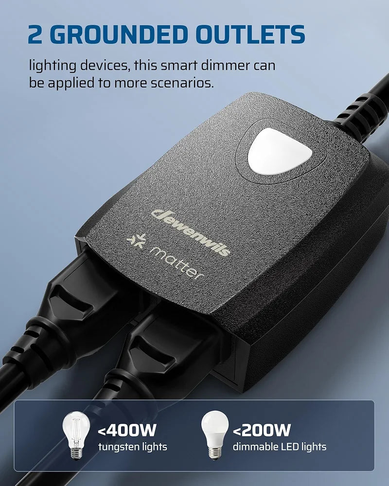 DEWENWILS Wi-Fi Matter Smart Dimmer Plug, 2.4GHz Only, Works with Alexa