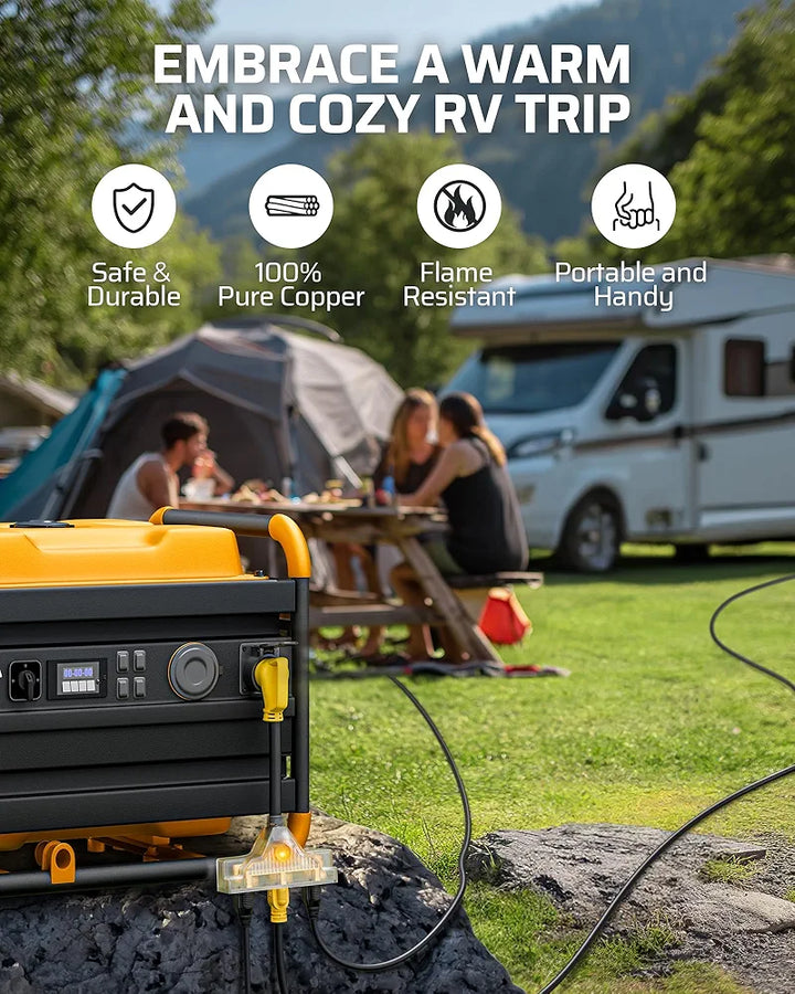 DEWENWILS 30 AMP RV Extension Cord, NEMA TT-30P Male to 15/20R Female RV Distribution Adapter with LED Power Indicator, 3 Prong Adapter to RV Camper Generator Household, 1FT, 125VAC, 10AWG STW